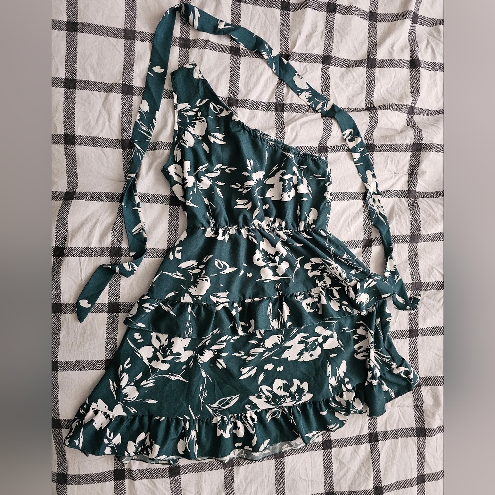 One shoulder floral dress